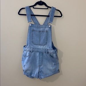 Light denim overalls